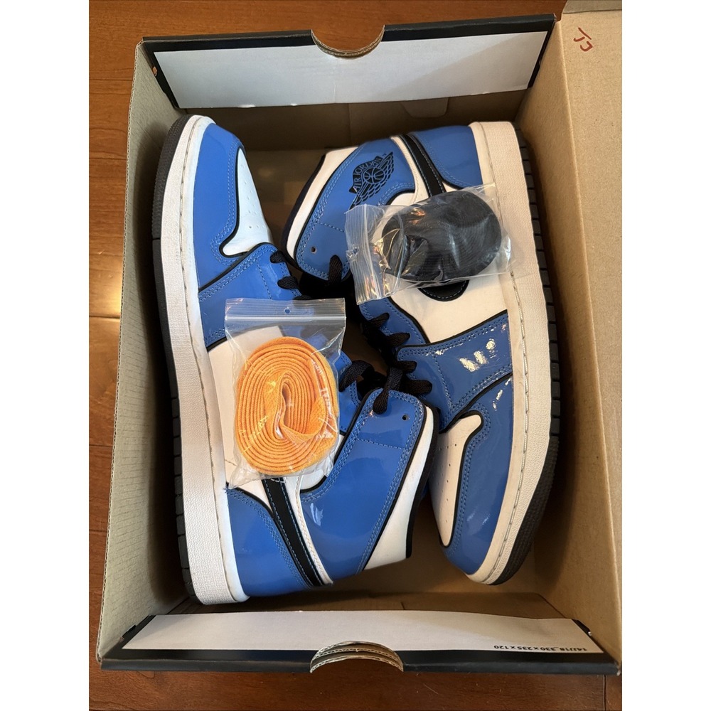 Air Jordan 1 SE Mid Signal Blue/Black/white Size 10 With Extra Laces - Picture 7 of 8